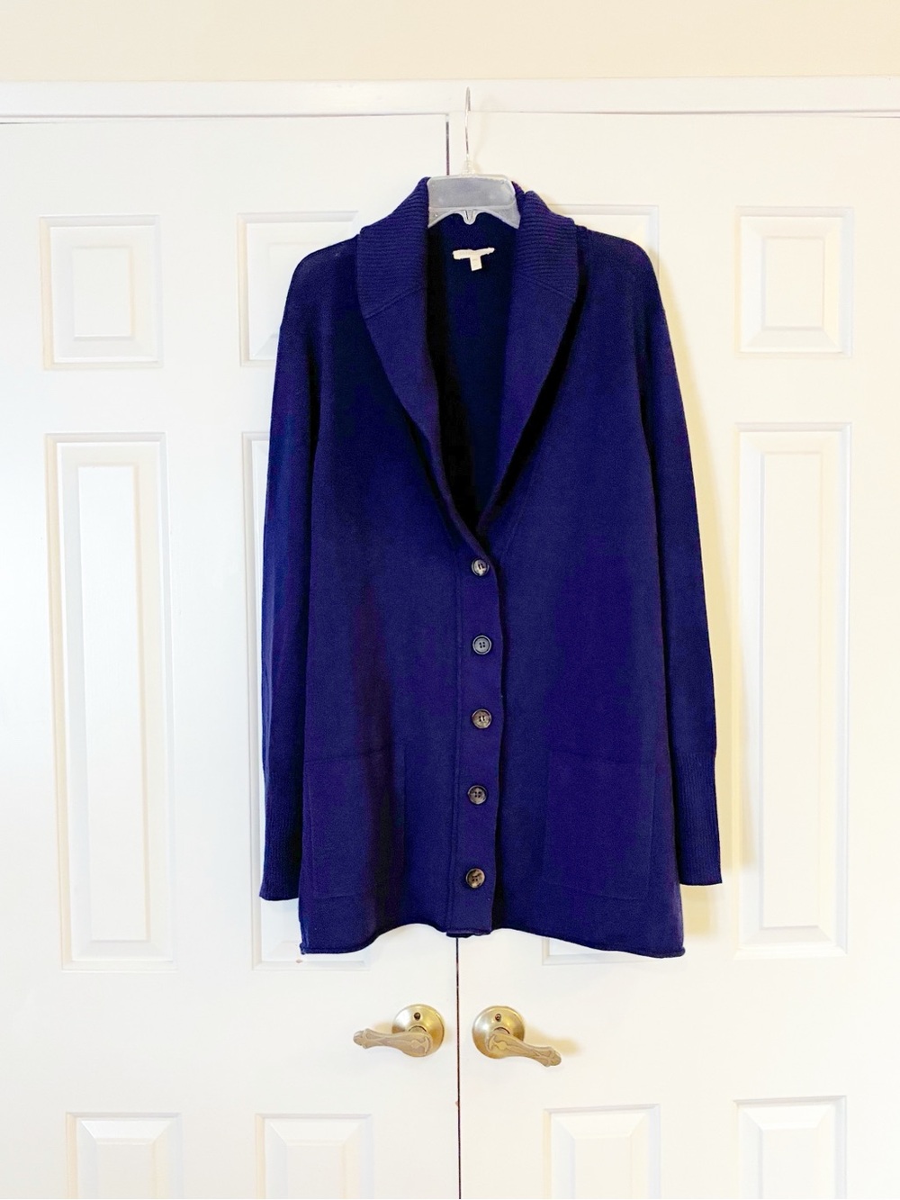 Eileen Fisher Cashmere Blend Navy Shawl-Collar Button Cardigan Sweater Jacket 3X